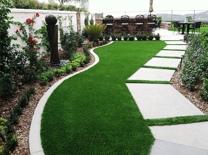 Turf laying backyard